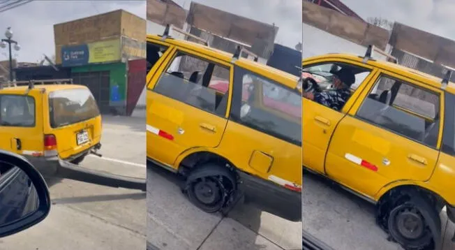 Hombre conduce su auto destrozado en una avenida y sorprende a transeúntes  VIDEO