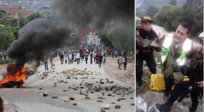 Policía se tiro al río Huallaga para evitar ser linchado por manifestantes - VIDEO