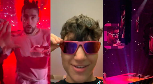 Joven se emociona hasta los gritos luego de Bad Bunny cerrará su concierto usando sus lentes.