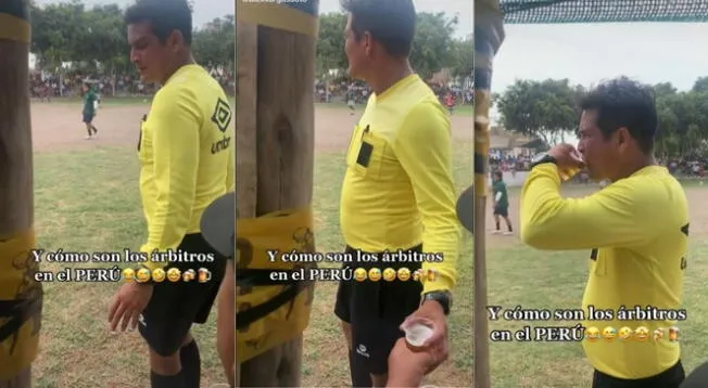 ¿El 'Bar' llego al Perú? Arbitro calmó su sed tomando cerveza en pleno partido - VIDEO