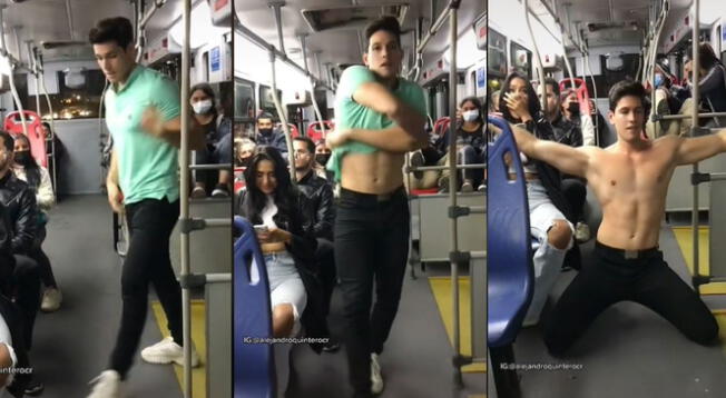 ¡Sensualidad a bordo! Joven realiza striptease en pleno bus y usuarios lo buscan en redes sociales