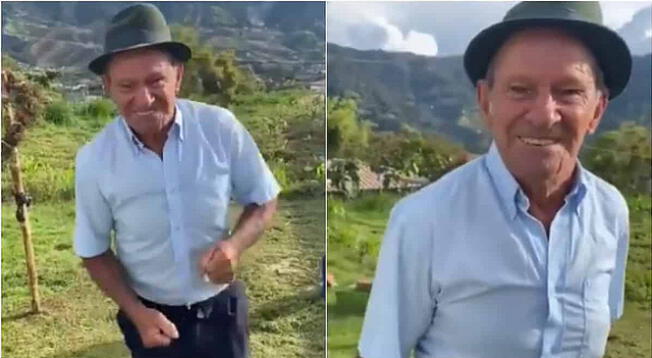 Anciano celebra tras vender toda su cosecha de papa