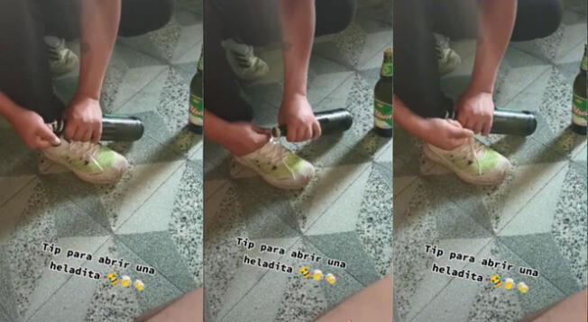 Joven intentó abrir una botella de cerveza con su pasador y el resultado es viral - VIDEO