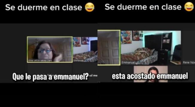Joven se fue a dormir en plena clase, pero se olvido de apagar su cámara - VIDEO
