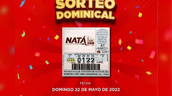 Este 22 de mayo de 2022, se realizará el Sorteo de Oro Dominical de la Lotería Nacional de Panamá. Foto: LNP/Twitter Este 22 de mayo de 2022, se realizará el Sorteo de Oro Dominical de la Lotería Nacional de Panamá. Foto: LNP/Twitter