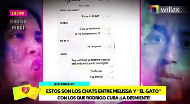 Amor y Fuego mostró conversaciones que Rodrigo Cuba tuvo con Melissa antes del ampay