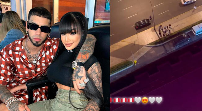 Fanáticos peruanos sorprenden a Anuel y Yailin en el exterior de hotel limeño.