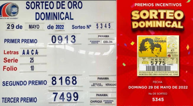 Este 29 de mayo de 2022, se realizó el Sorteo de Oro Dominical de la Lotería Nacional de Panamá. Este 29 de mayo de 2022, se realizó el Sorteo de Oro Dominical de la Lotería Nacional de Panamá.