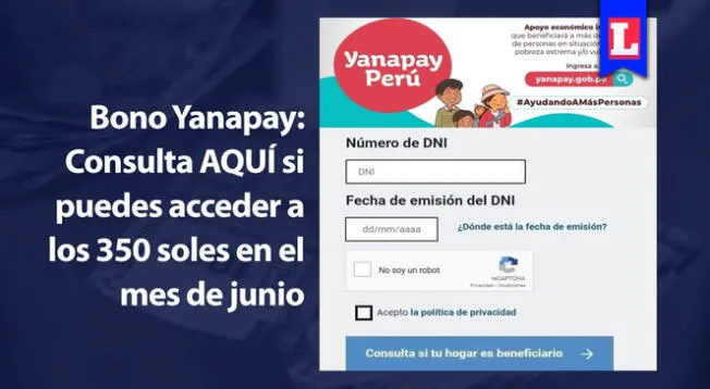 Debes de tener en cuenta que solo tienes hasta el 30 de junio para cobrar los 350 soles.