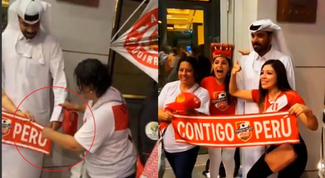 Fanáticas peruana se vuelven viral tras convencer a árabes a tomarse fotos.