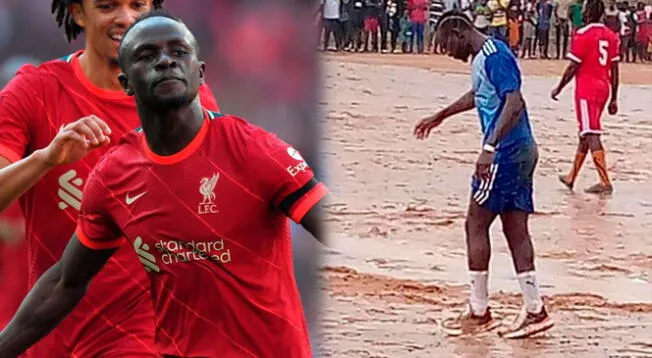 Sadio Mané volvió a su tierra natal para compartir momentos de fútbol con amigos