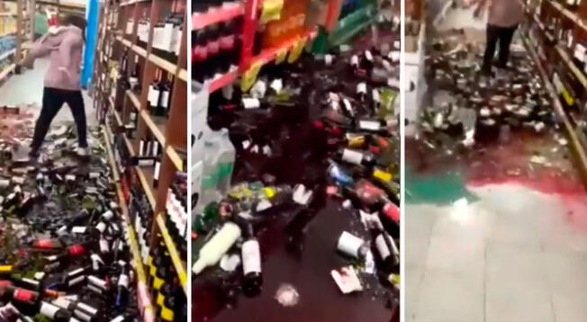 Fue despedida y opta por romper decenas de botellas de vino de irse - VIDEO