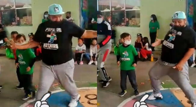 Padre demuestra lo bien que baila sacando los pasos prohibidos en la escuela de su hijo