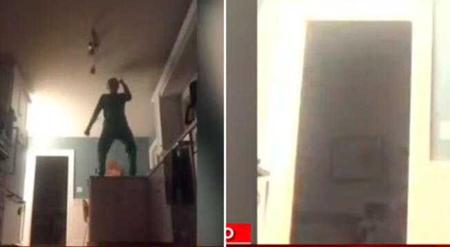 Fantasma se cruzó por una cocina mientras un joven hacía un video de TikTok.