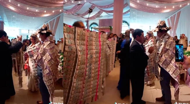 TikTok viral: pareja peruana se casa en Huancayo y reciben 'prendas' hechas con billetes de 100 y 200 soles