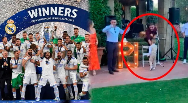 Niño se hace viral en redes sociales tras cantar el Himno del Real Madrid en plena boda