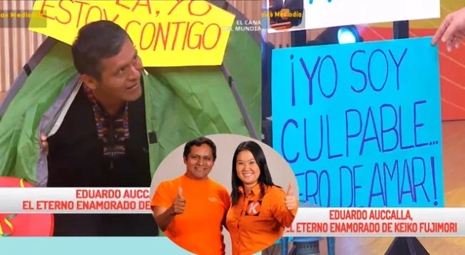 Eduardo Aucalla, 'pretendiente' de Keiko Fujimori, sale de una carpa y proclama su amor en transmisión en vivo