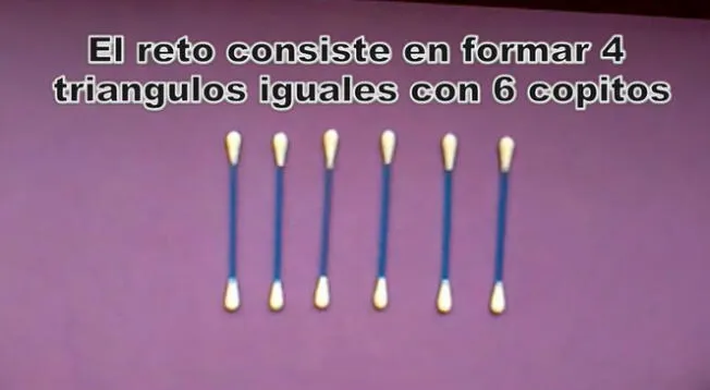 Acertijo visual: ¿Puedes formar 4 triángulos con 6 palitos? Demuestra ser un CRACK con este reto EXTREMO Acertijo visual: ¿Puedes formar 4 triángulos con 6 palitos? Demuestra ser un CRACK con este reto EXTREMO