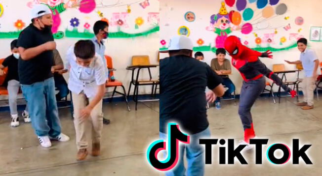 TikTok: Mujer Araña enseña a bailar cumbia en escuela y niños sorprenden con gran talento