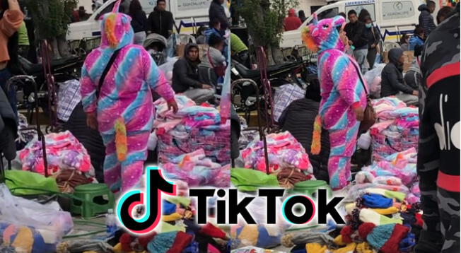 TikTok: vendedora usa la pijama de unicorno que ofrece y atrae muchos clientes