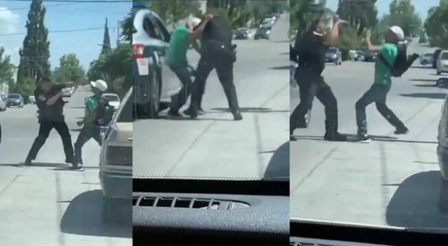 Escena de película: Policía se vuelve viral tras pelear con civil al estilo
