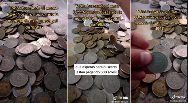 Ahora en TikTok varios usuarios muestra su intensa búsqueda por la moneda de 1 sol de 1991.