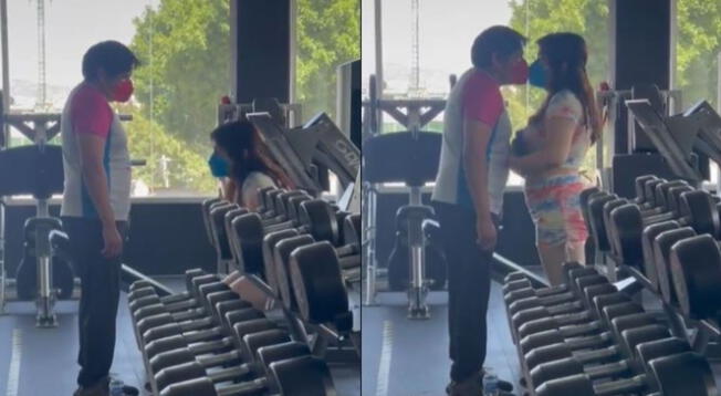 Pareja realiza ejercicios dándose 'besos' para motivarse y son virales - VIDEO