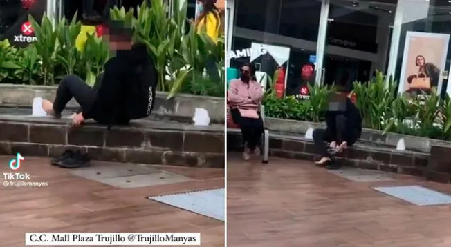 Hizo caso omiso a las miradas y se lavó los pies en la pileta de un Mall. Mira el video viral de TikTok.