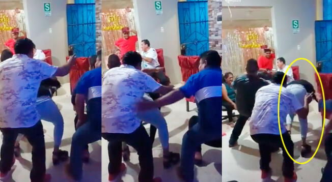 Mujer bailaba hasta el piso pero su compañero le dio un empujón que causó un leve accidente. Mujer bailaba hasta el piso pero su compañero le dio un empujón que causó un leve accidente.
