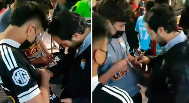 Joel Raffo firmando autógrafos a hinchas de Sporting Cristal