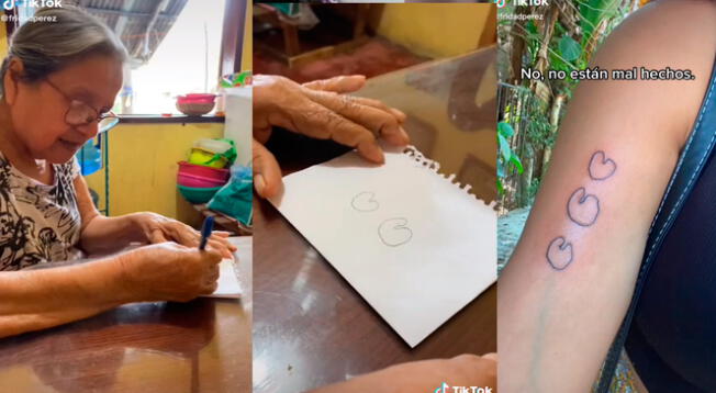 TikTok viral: se tatúa dibujo que hizo su abuelita cuando aún estaba con vida y resultado conmueve a miles