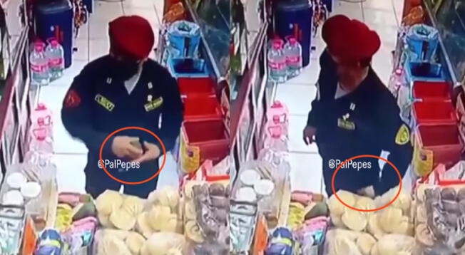 El policía se vuelve viral en redes sociales tras robar una palta de una tienda