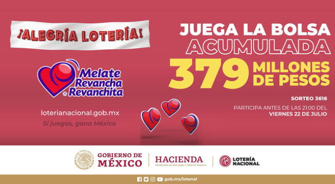 Conoce los números ganadores del Melate, revancha y revanchita de la Lotería Nacional