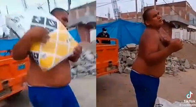 Hombre demostraba su fuerza en construcción, pero pasó algo inesperado: