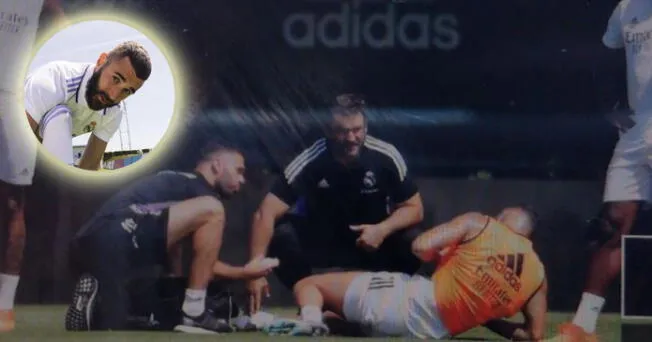 Karim Benzema salió golpeado del último entrenamiento del Real Madrid