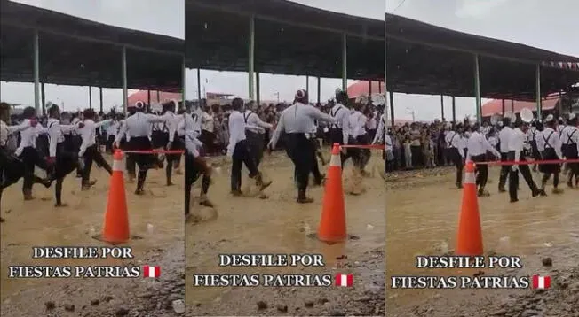 Escolares desfilan en medio de la lluvia por Fiestas Patrias - VIDEO Escolares desfilan en medio de la lluvia por Fiestas Patrias - VIDEO