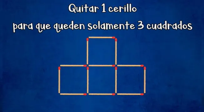 Acertijo visual: retira un cerillo y forma tres cuadrados: si eres inteligente lo resolverás en 3 segundos