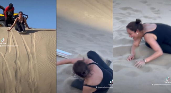 Karen Schwarz sufrió caída tras intentar practicar sondboarding - VIDEO