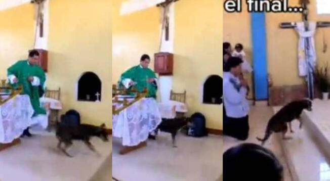 Sacerdote patea a perrito en medio de una misa y genera indignación en TikTok