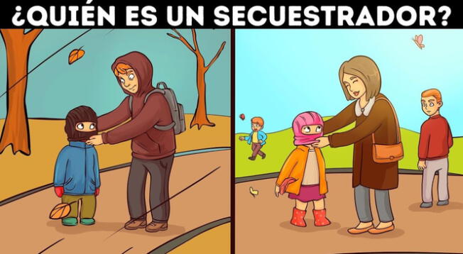 ¿Quién es un secuestrador? Ayuda al niño en este misterioso acertijo visual