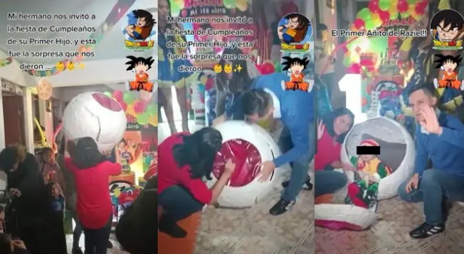 TikTok: Bebé llega a su fiesta de cumpleaños en su 'nave de Dragon Ball Z' - VIDEO