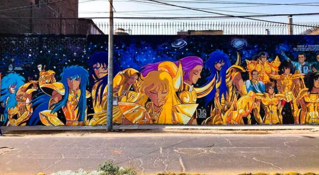 Este mural de Caballeros del Zodiaco es el más extenso del continente