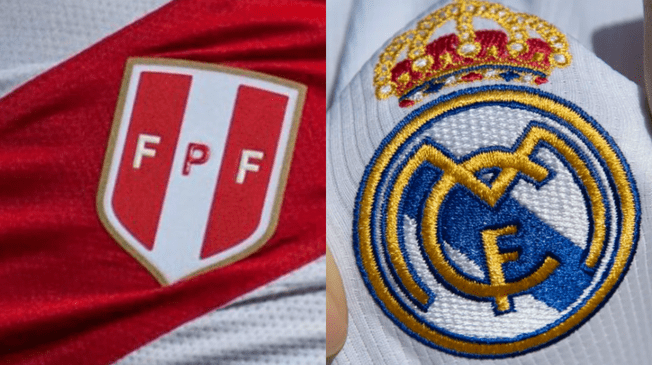 Escudos de Real Madrid y Selección Peruana