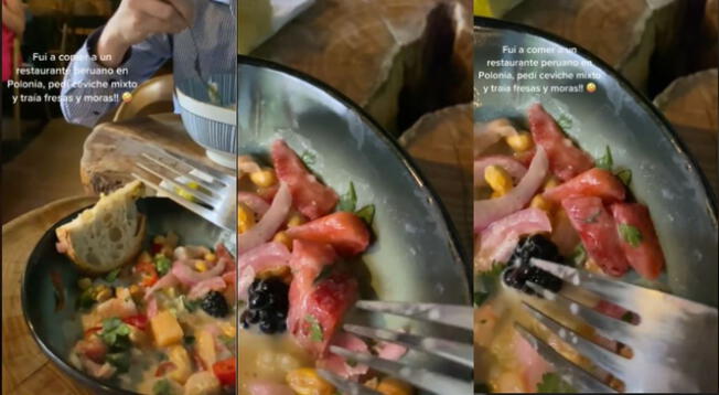 TikTok: peruana pide ceviche en Polonia y se lo sirven con fresas y moras - VIDEO