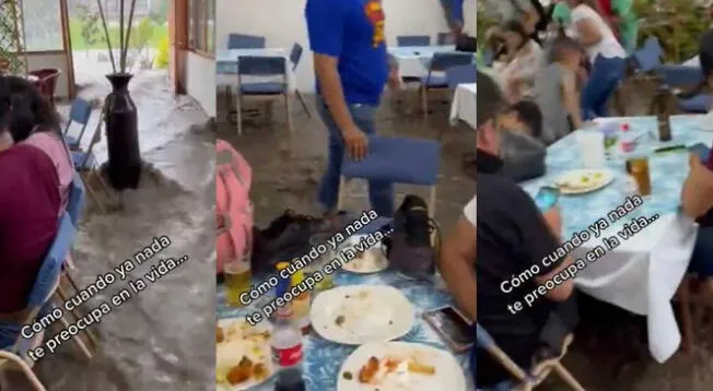 TikTok: Familia se viraliza tras armar fiesta en medio de una inundación