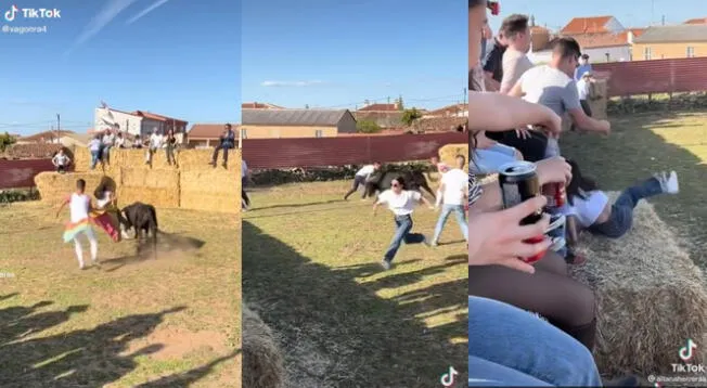 TikTok: Joven quiso hacerla de 'torera', pero termina embestida y corriendo por su vida