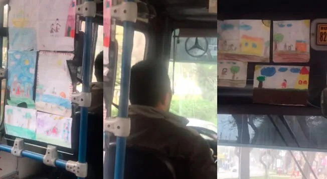 Viral: chofer peruano 'adorna' su bus con dibujos que le hizo su menor hija y escena conmueve a miles