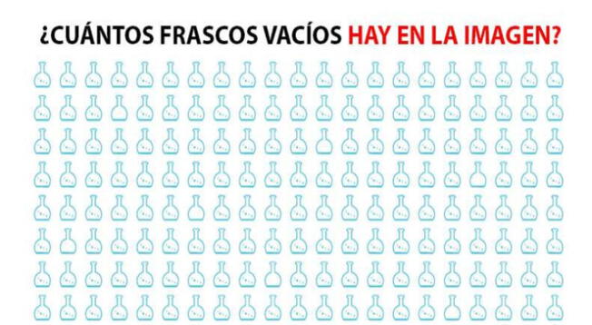 ¡El 98 % falló! Ubica los frascos vacíos de este reto visual en 10 segundos