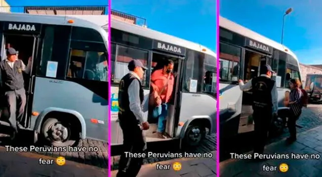 Turista queda impactada al ver a cobrador bajando de un bus en movimiento: