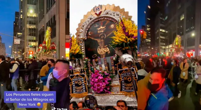 Devotos del Señor de los Milagros recorrieron las calles de Nueva York.